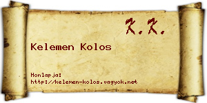 Kelemen Kolos névjegykártya